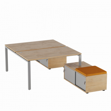 Рабочий стол Bench на опорной тумбе (2дверцы "акрил") 2000Х2900Х740